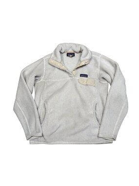Patagonia Re-Tool Snap-T Fleece Pullover Womens Small Ivory White Cozy Sherpa